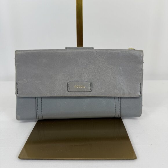 Fossil Ellis Multifunction Gray Leather Wallet - Picture 4 of 8